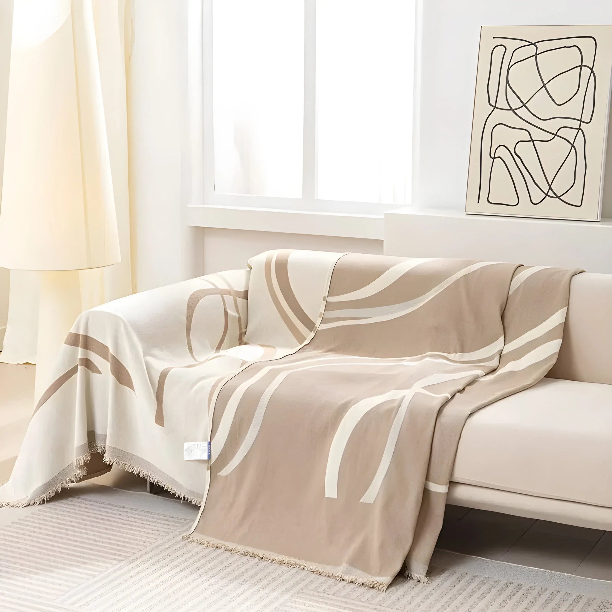 CozyTwist | Housse de canapé réversible en chenille/coton